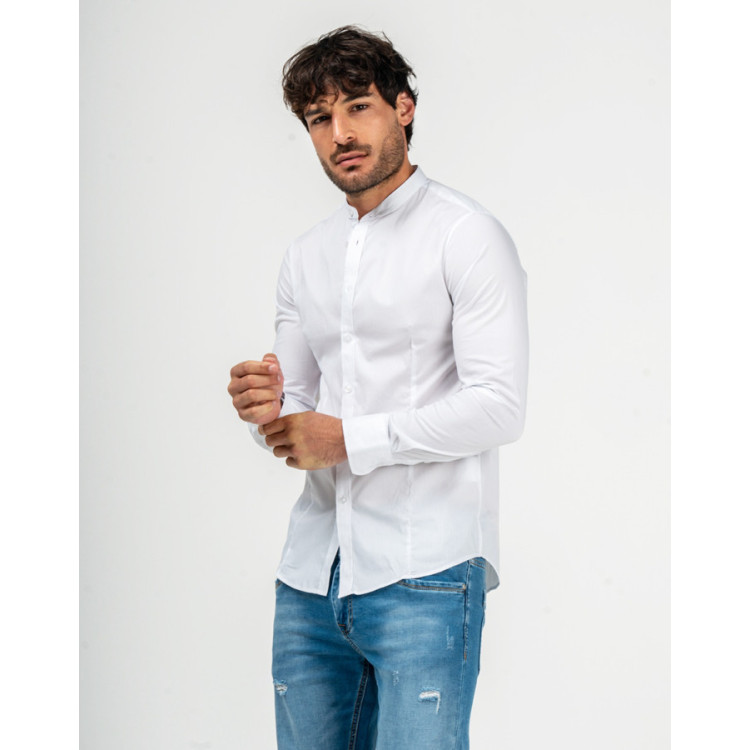 Camisa Slim Fit Cuello Mao